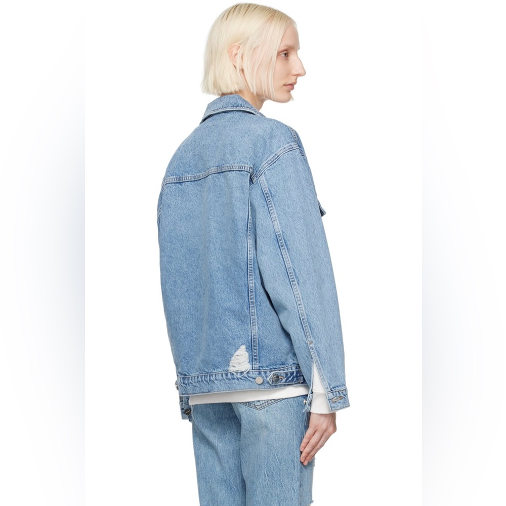 Anine Bing Light Blue Distressed Denim Jacket - Picture 3 of 12